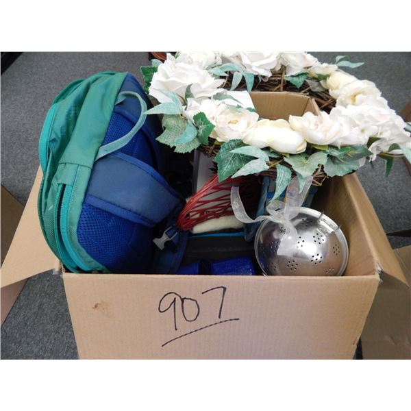 Asst Kitcheware, baskets, wreath and backpacks in box