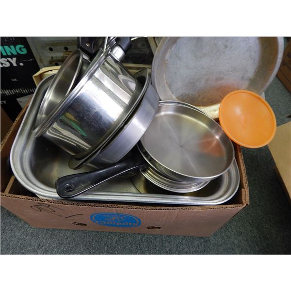 Assorted bakeware and misc in box