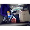 Image 3 : Box of suspenders, hair trimmer and misc.