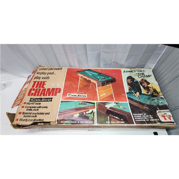 The champ, pool table (couldn't get out of box) - 45