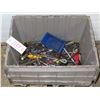 Image 1 : Heavy duty plastic storage bin with assorted wrenches, screw drivers, etc.