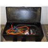 Image 1 : Black metal tool box 30"x13.5"x10" with assorted tools etc.