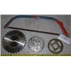 Image 1 : Brush saw 23" long + Table saw blade + Gears