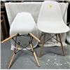 Image 3 : two white plastic/resin molded "bucket" chairs