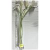 Image 1 : 20" tall clear glass vase w/ artificial flowers