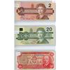 Image 1 : 1986 Canada 2 Dollar bill, 1991 Canada 20 dollar bill, 1975 Canada 50 dollar bill