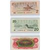 Image 2 : 1986 Canada 2 Dollar bill, 1991 Canada 20 dollar bill, 1975 Canada 50 dollar bill