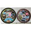 Image 1 : 2 vintage round metal souvenir photo serving platters PEI Canada + Winnipeg