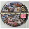 Image 3 : 2 vintage round metal souvenir serving platters both Arizona