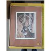 Image 1 : deer print by Randy Fehr, framed, numbered & signed 20"x16"