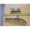 Image 3 : vintage heavy brass flintlock pistol on stand 12" - decorative