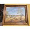 Image 1 : farm scene framed, original painting by R. Hamilton 20"x21"
