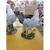 Image 4 : 2 ceramic chickens hand painted, very well done 16" + 12"