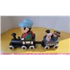 Image 1 : Folk Art Hand Carved and painted Wooden Train, conductor and passengers