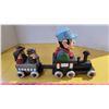 Image 3 : Folk Art Hand Carved and painted Wooden Train, conductor and passengers