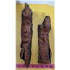 Image 1 : 2 Hand Carved Tree Faces  14 inch and 10 inch