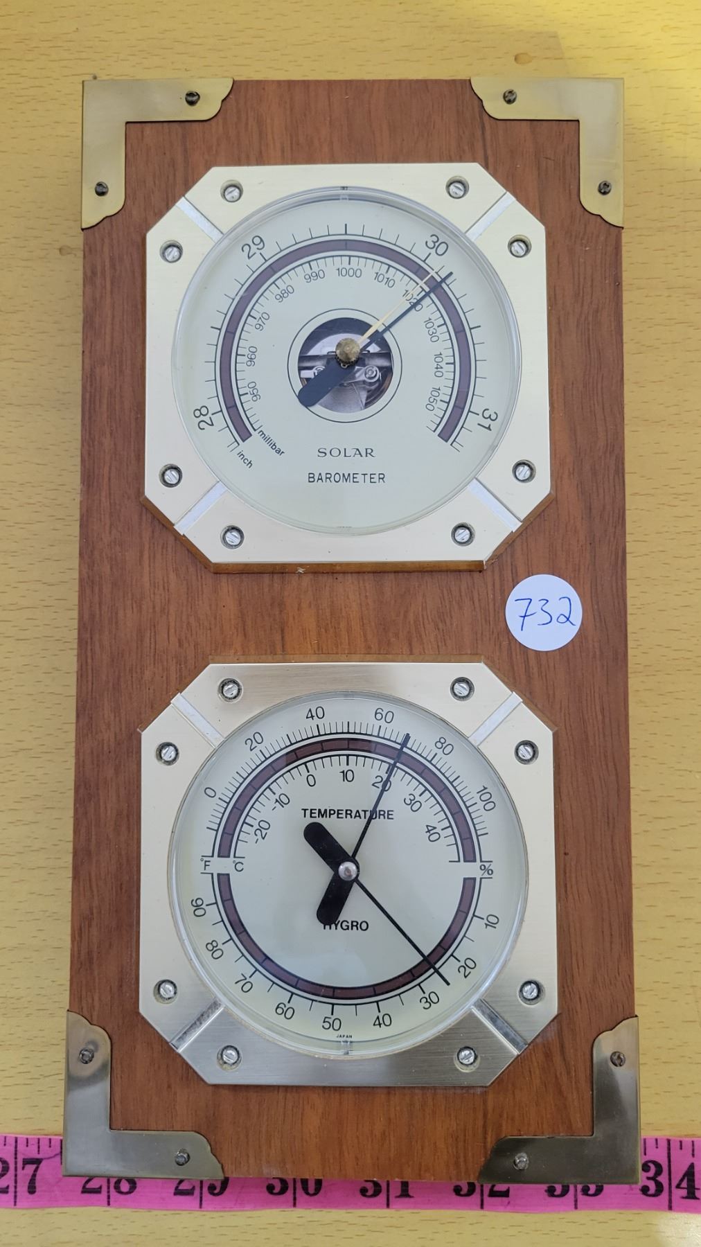 Barometer Solar Brass Solar Barometer and Temp/Hydro Gauges