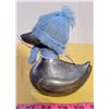 Image 3 : Vintage Ducky Bank, Silver Plated Brass, Viking Brand, Complete with Key, blue knit scarf and toque