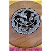 Image 2 : Inlaid Wood Potpourri Bowl with cast metal Hummingbird vent. 6 inch wide x 3 1/2 inches high