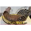 Image 1 : SLEIGH Wicker and Metal Decorative  23 inch long x 15 high x 10 1/2 wide