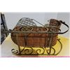 Image 8 : SLEIGH Wicker and Metal Decorative  23 inch long x 15 high x 10 1/2 wide