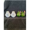 Image 1 : Floral Print & Green Chicken salt & pepper shakers