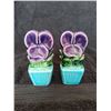 Image 3 : Amber glass & purple pansy salt & pepper shakers