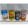 Image 1 : 3 motor oil Tins - 2 = 1 quart, 1= 1 litre & Shaler Rislone engine treatment 40 FL OZ 1.14L tin