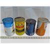 Image 2 : 3 motor oil Tins - 2 = 1 quart, 1= 1 litre & Shaler Rislone engine treatment 40 FL OZ 1.14L tin