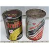 Image 1 : 2 Motor oil 1 litre tins (Uniflo 10W40 = full, Ford Motorcraft Premium Motor oil=empty)