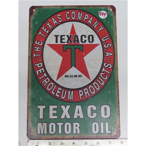 Texaco Motor oil tin sign (7.75  x 11.75 )