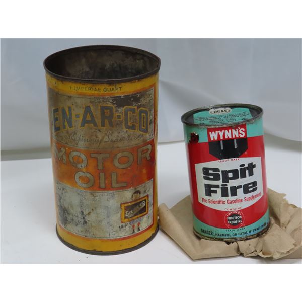 EN-AR-CO Motor oil tin - 1 Imperial Quart + Wynn's Spit Fire The Scientific Gasoline Supplement 14 I