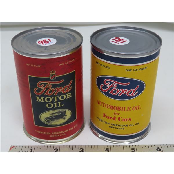 2 Ford 1 US quart (Motor oil & Automobile oil for ford cars - re-wraps