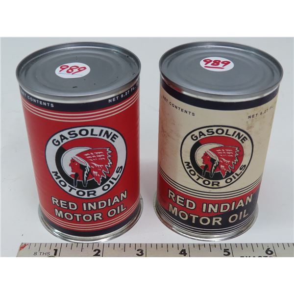 2x Red Indian Motor Oil 5.27 FL. OZ. Tins - Rewraps