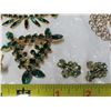 Image 2 : Lot of Gold colored jewelry with green rhinestones
