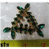 Image 6 : Lot of Gold colored jewelry with green rhinestones