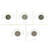 Image 2 : 5 CANADA SILVER 5 CENTS 1902, 1906, 1907, 1910, 1913