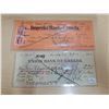 Image 1 : 2 CANCELLED CHEQUES - ONE W/ 7 EXCISE STAMPS ON BACK