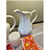Image 4 : Two porcelain pitchers, vitage apron, candle