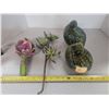 Image 1 : 2 glass birds + decorative artichoke flower