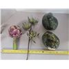 Image 2 : 2 glass birds + decorative artichoke flower