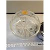 Image 2 : large clear glass footed bowl, small personal size crock pot
