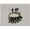 Image 1 : Hand made sterling ring with green/blue turquoise stones
