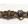 Image 5 : Fine early 1920's/30's Cameo bracelet, marked sterling - Garnet & Amethyst
