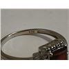 Image 4 : 10k White gold ring with small diamonds and large burgundy stone