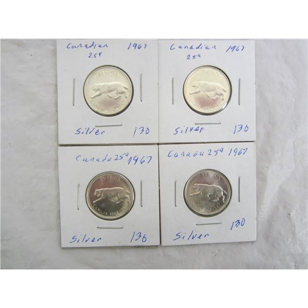 4 Silver Lynx 1967 Quarters