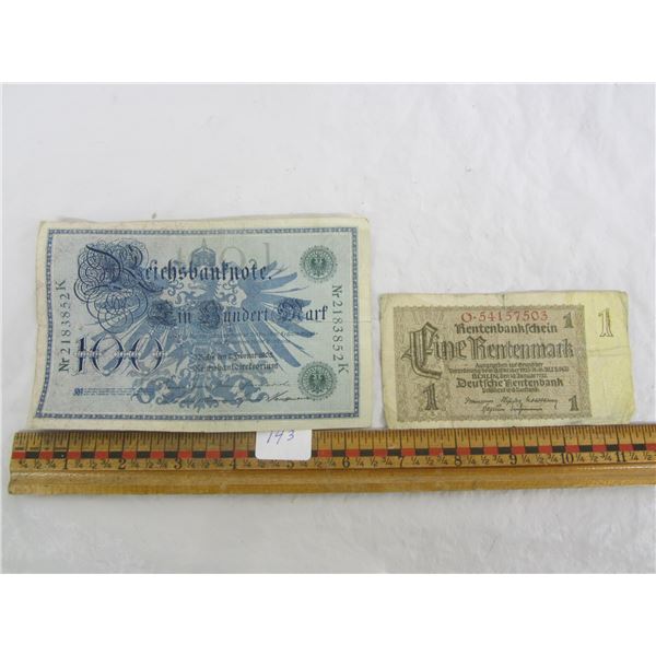 2 German Notes 1908, 1937
