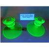 Image 2 : URANIUM GLASS SET OF TWO CANDLE HOLDERS