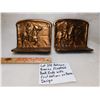 Image 1 : ANTIQUE BRONZE/COPPER BOOKENDS WITH FIRST NATIONS ON HORSE DESIGN