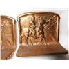 Image 3 : ANTIQUE BRONZE/COPPER BOOKENDS WITH FIRST NATIONS ON HORSE DESIGN